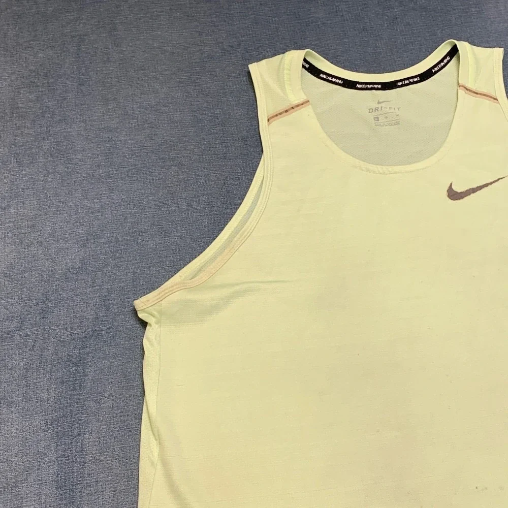 Nike Dri Fit Tank Top Womens XL Lime Green Mesh Lined Running Swoosh Performance